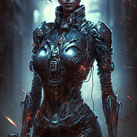 Buy canvas prints of Nyx - Female Cyborg Assassin by Harold Ninek