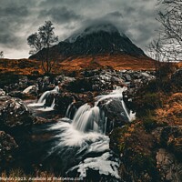 Buy canvas prints of Buachaille etive mor waterfall  by Mike McMahon
