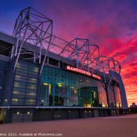 Buy canvas prints of Old Trafford sunset , Manchester United football club by Mike McMahon