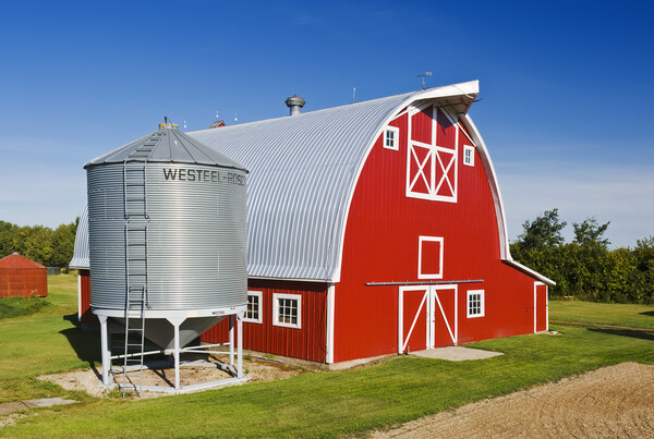 red barn and grain bin Picture Board by Dave Reede