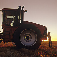 Buy canvas prints of farm girl in front of tractor by Dave Reede