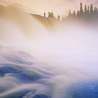 Buy canvas prints of sunrise at Pisew Falls by Dave Reede