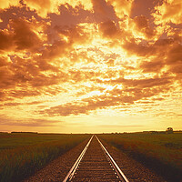 Buy canvas prints of Sunrise Over Railway by Dave Reede
