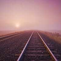 Buy canvas prints of railway in the mist by Dave Reede