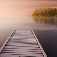 Buy canvas prints of Frosted Dock on a Lake by Dave Reede
