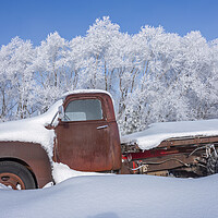 Buy canvas prints of old truck in the snow by Dave Reede