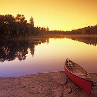 Buy canvas prints of canoe along the Whiteshell River by Dave Reede