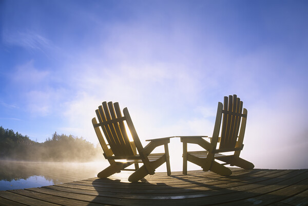 Chairs in the Mist Picture Board by Dave Reede