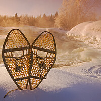 Buy canvas prints of close-up of snowshoes by Dave Reede