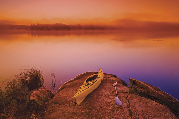 kayak, Bunny Lake Picture Board by Dave Reede