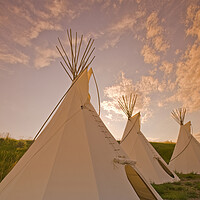 Buy canvas prints of Tipis at Sunset by Dave Reede