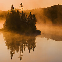 Buy canvas prints of Misty Lake by Dave Reede