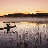 Buy canvas prints of kayaking, Isbister Lake by Dave Reede