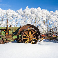 Buy canvas prints of old tractor in the frost by Dave Reede