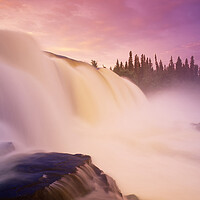 Buy canvas prints of sunrise at Pisew Falls by Dave Reede