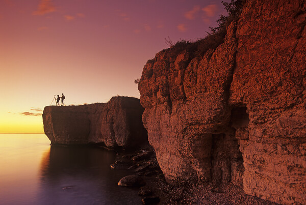 hikers on limestone cliff Picture Board by Dave Reede