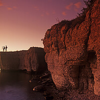 Buy canvas prints of hikers on limestone cliff by Dave Reede