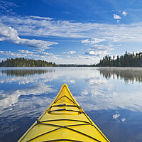 Buy canvas prints of kayaking on Little Deer Lake by Dave Reede