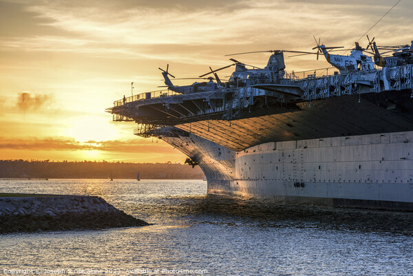 USS Midway Sunset Picture Board by Joseph S Giacalone
