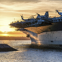 Buy canvas prints of USS Midway Sunset by Joseph S Giacalone