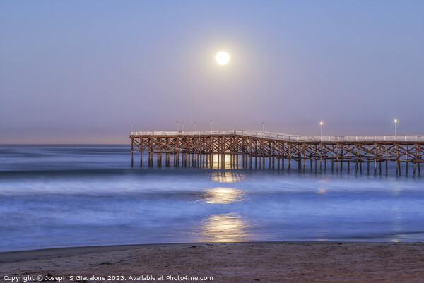 Moonlight Shines On Crystal Pier Picture Board by Joseph S Giacalone