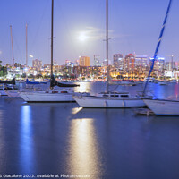 Buy canvas prints of Moonlight Over San Diego Harbor by Joseph S Giacalone