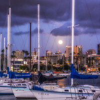 Buy canvas prints of Harbor and the Moon by Joseph S Giacalone