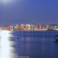 Buy canvas prints of Moonlight For A Skyline - San Diego by Joseph S Giacalone