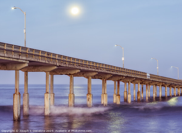 Moon Going Down - Ocean Beach Pier Picture Board by Joseph S Giacalone
