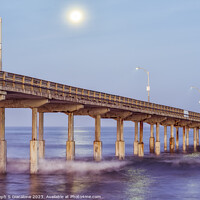 Buy canvas prints of Moon Going Down - Ocean Beach Pier by Joseph S Giacalone