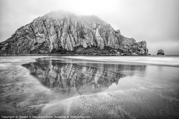 Morro Rock Reflection Monochrome Picture Board by Joseph S Giacalone