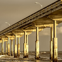 Buy canvas prints of Golden Pillars - Ocean Beach Pier by Joseph S Giacalone