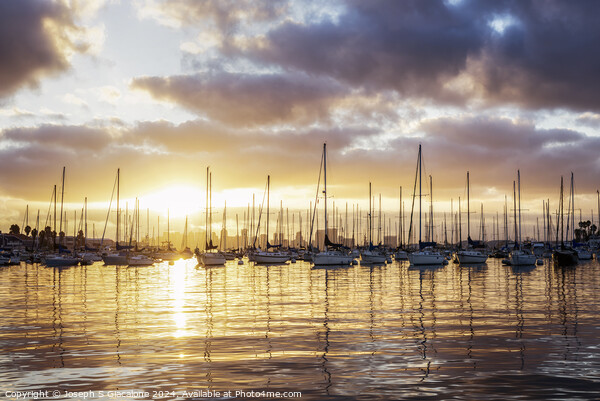 Nautical Sunrise - San Diego Harbor Picture Board by Joseph S Giacalone