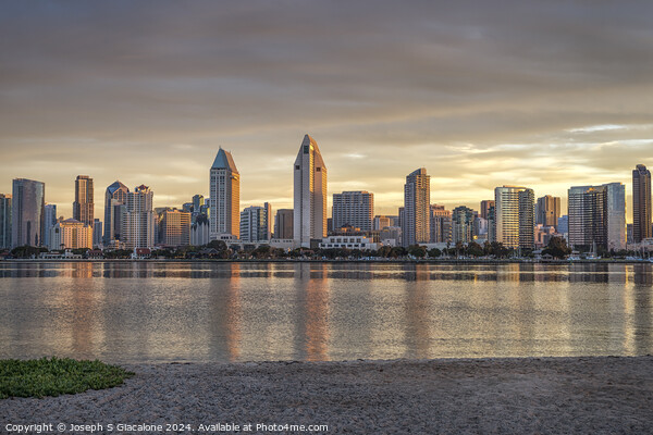 New Day Sunrise - San Diego Skyline Picture Board by Joseph S Giacalone