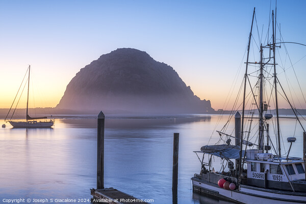 Blue Hour - Morro Bay Harbor Picture Board by Joseph S Giacalone