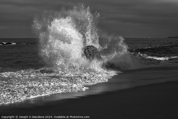 Wave Meets Rock Monochrome #2 Picture Board by Joseph S Giacalone