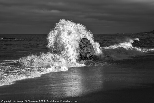 Wave Meets Rock Monochrome #1 Picture Board by Joseph S Giacalone