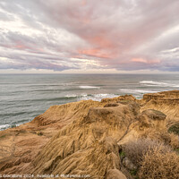 Buy canvas prints of Pink Clouds Sunrise - San Diego Coast by Joseph S Giacalone