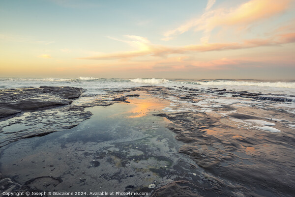 Sunrise Reflection - La Jolla Coastline Picture Board by Joseph S Giacalone