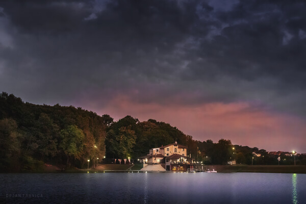 Small Hotel on the lake Picture Board by Dejan Travica
