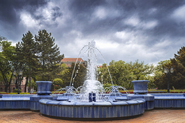 Blue Fountain  Picture Board by Dejan Travica