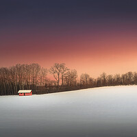 Buy canvas prints of Red hut in the snow by Dejan Travica