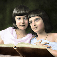 Buy canvas prints of Sofija and Marija, the beautiful sisters from the early 1900s.  by Dejan Travica