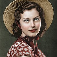 Buy canvas prints of Ava Gardner with a straw hat as a teenage girl 1939. by Dejan Travica