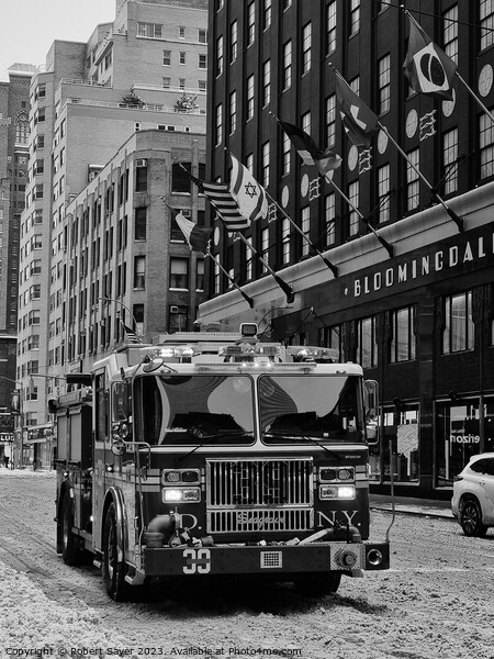 FDNY Truck outside Bloomingdale's Picture Board by Robert Sayer