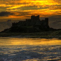Buy canvas prints of               Bamburgh castle sunrise              by CHRIS ANDERSON