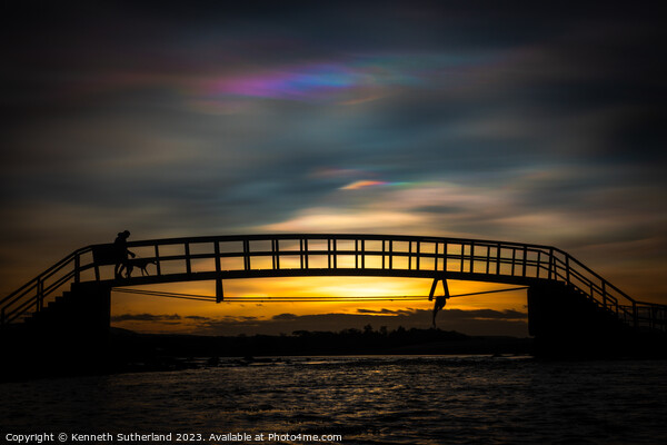 Belhaven Bridge, sunset and rainbow clouds Picture Board by Kenneth Sutherland