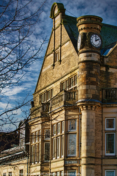 Historic building with clock tower under blue sky with clouds in Harrogate, England. Picture Board by Man And Life