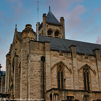 Buy canvas prints of Gothic architecture of an old church against a dusk sky in Leeds, UK. by Man And Life