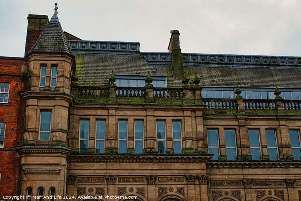 Victorian architecture with ornate details on a cloudy day in Leeds, UK. Picture Board by Man And Life